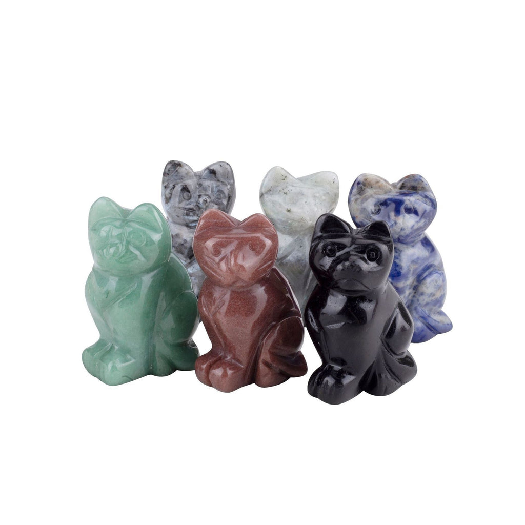 Cat Statue Hand Carved Animal Figurine