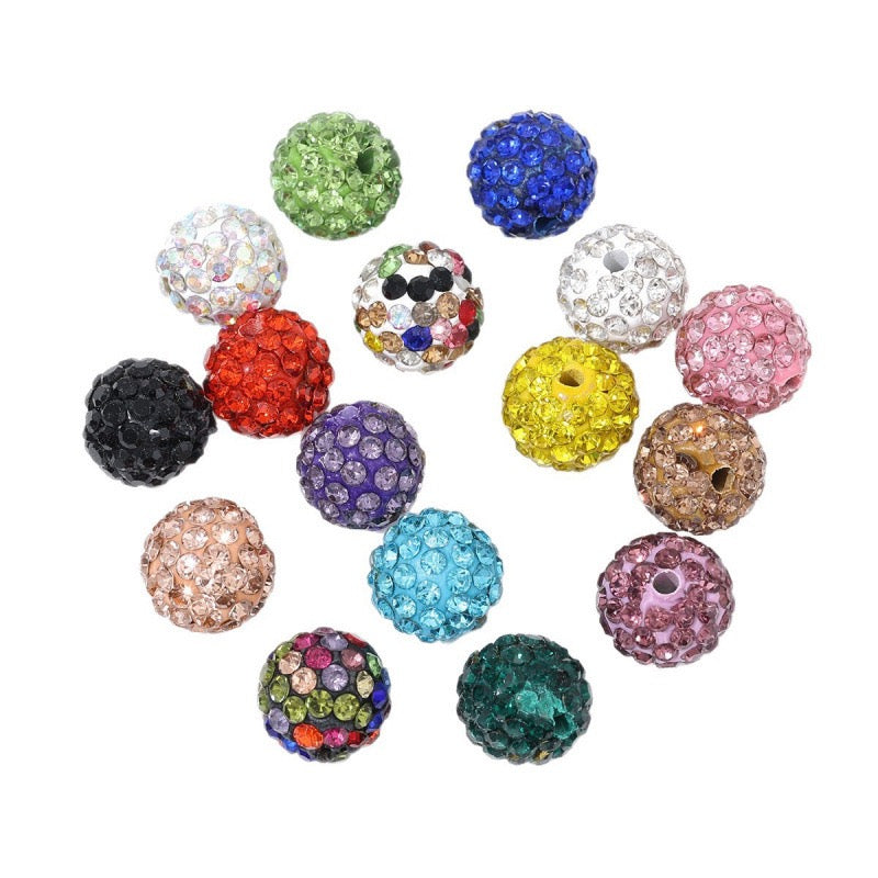 100pcs 10mm Rhinestone Beads Shiny Round Disco Ball Beads Bulk, Sparkle Crystal Clay