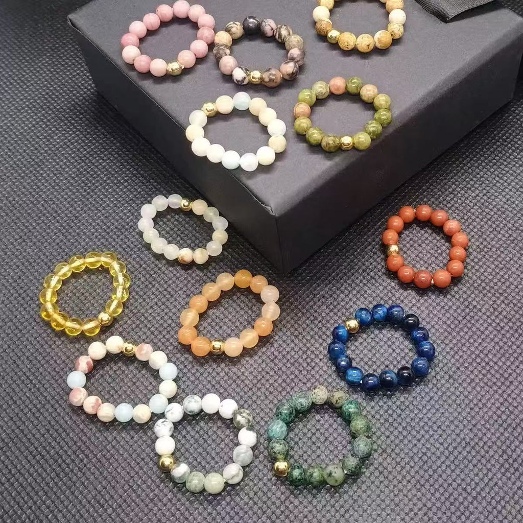 3mm Multi Round Bead Ring Elastic Rings Stackable
