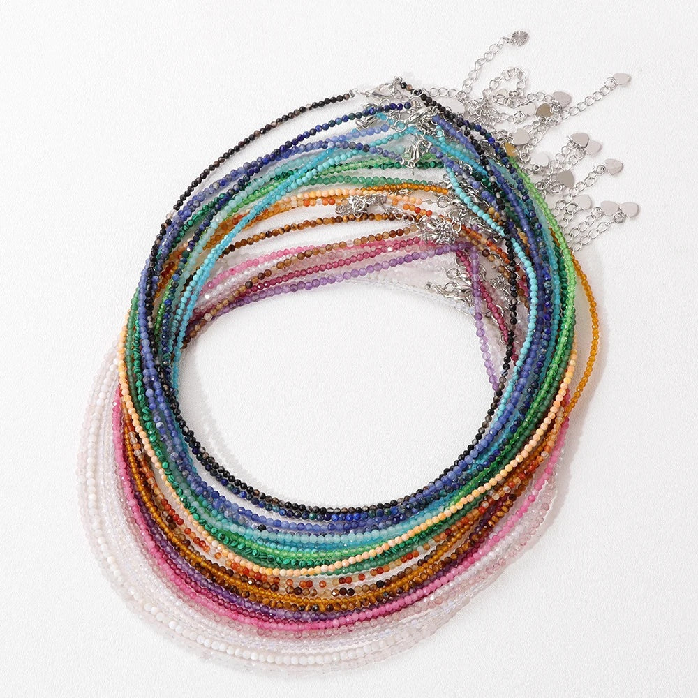 2mm Shining Beads Stone Necklace Choker Jewelry