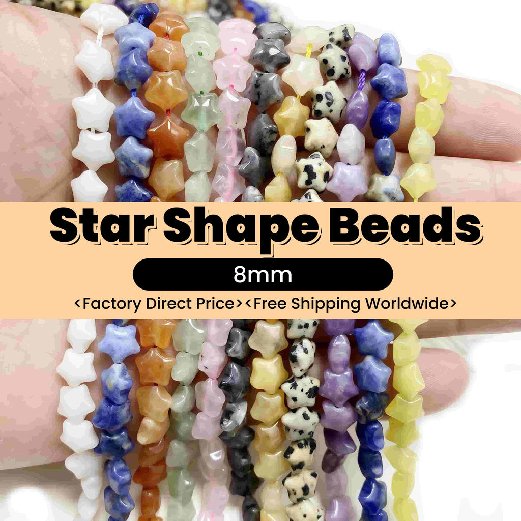 Smooth Star Beads 8mm Quartz/Jasper/Agate/Crystal