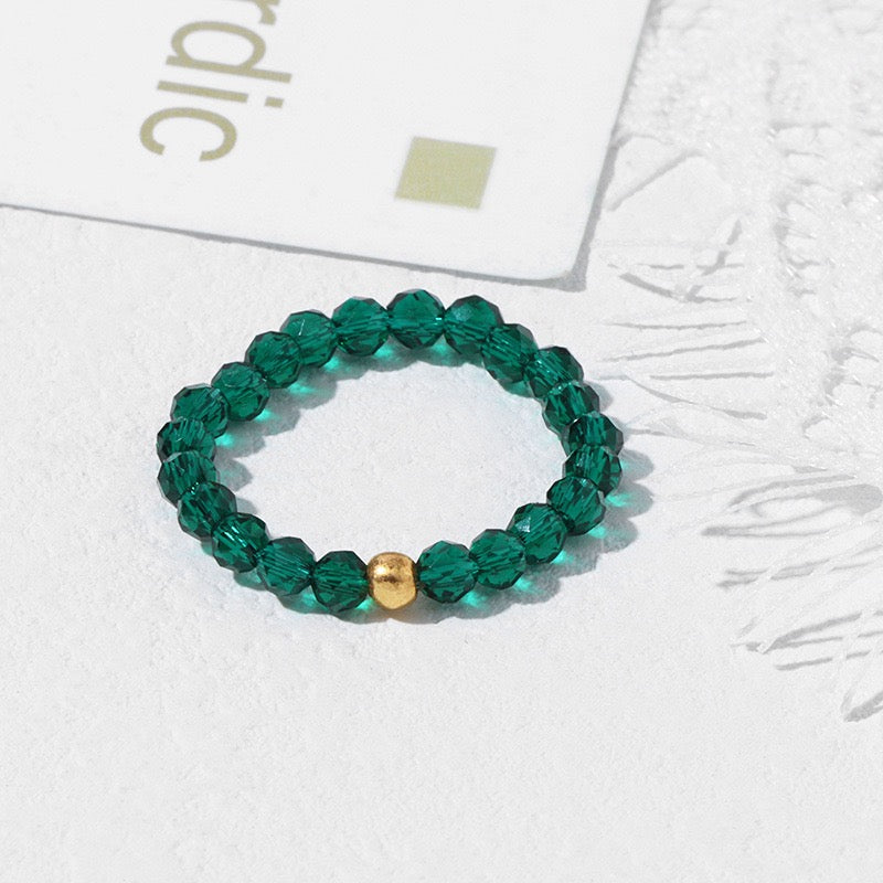 3mm Multi Round Faceted Bead Ring Elastic Rings Stackable