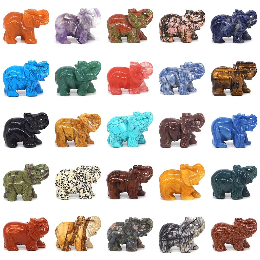 Elephant Figurine Hand Carved Animal Figurine