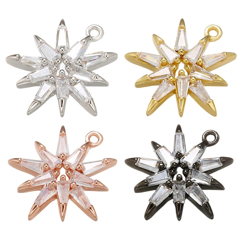 1PCS Brass Crystal Multi-Angle Star Charm Pendant