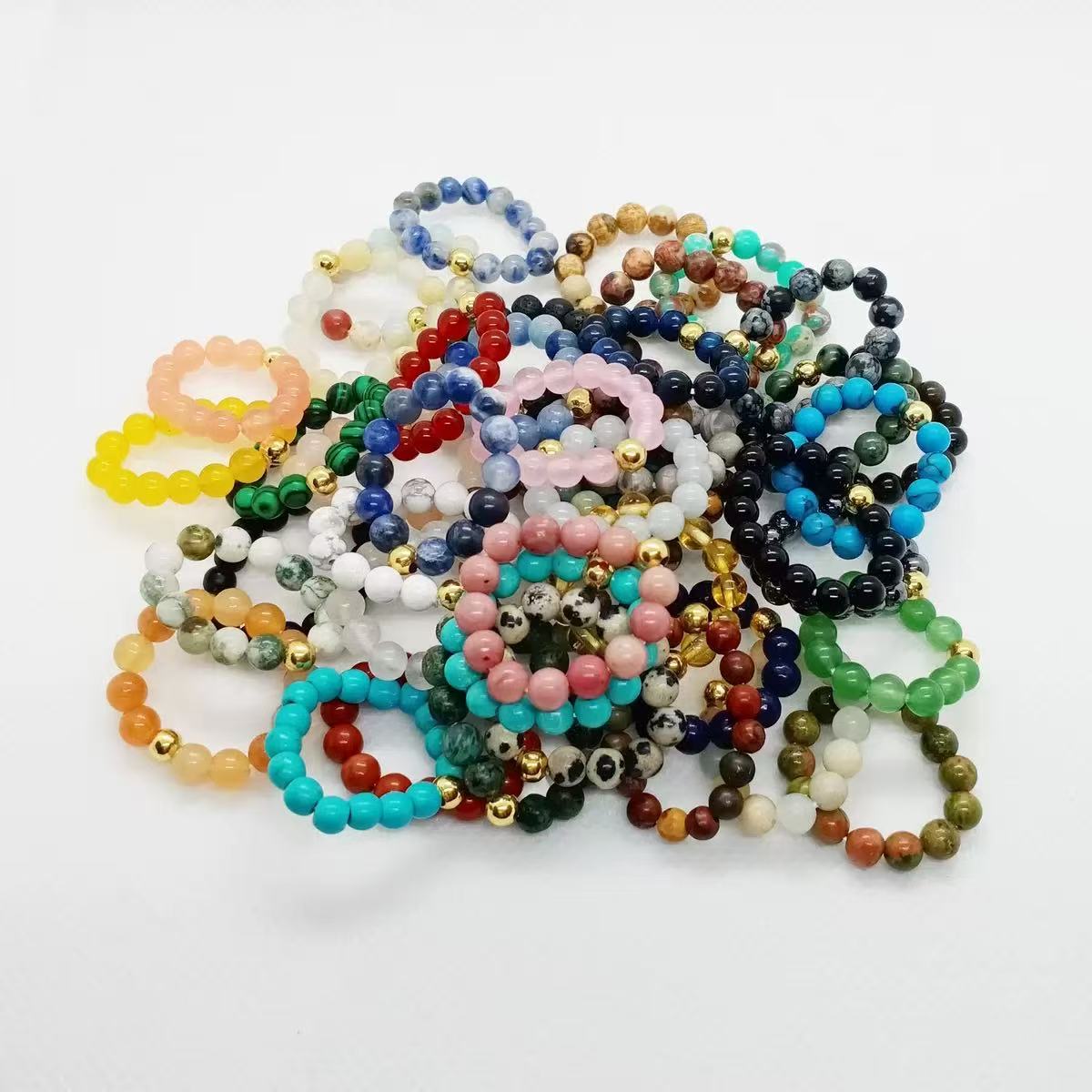 3mm Multi Round Bead Ring Elastic Rings Stackable