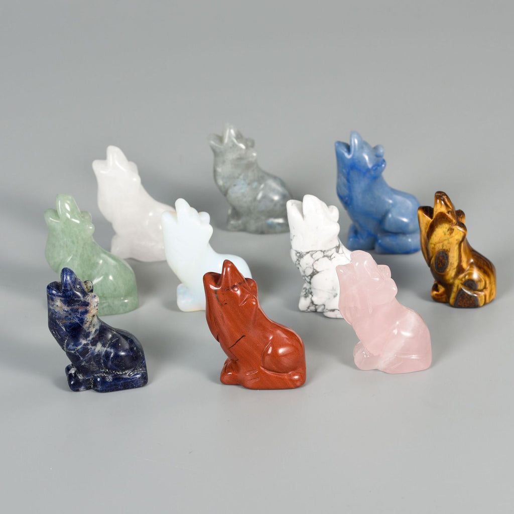 Wolf  Statue Hand Carved Animal Figurine
