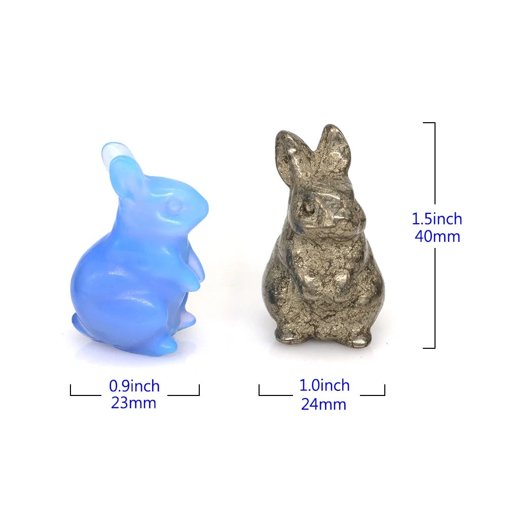 Cute Rabbit Statue Hand Carved Animal Figurine