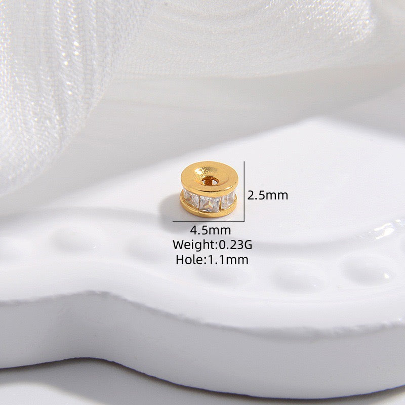 1PCS Brass Zircon Wheel Spacer Beads