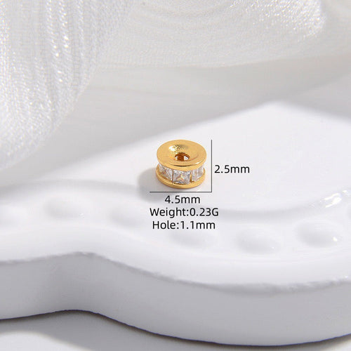 1PCS Brass Zircon Wheel Spacer Beads