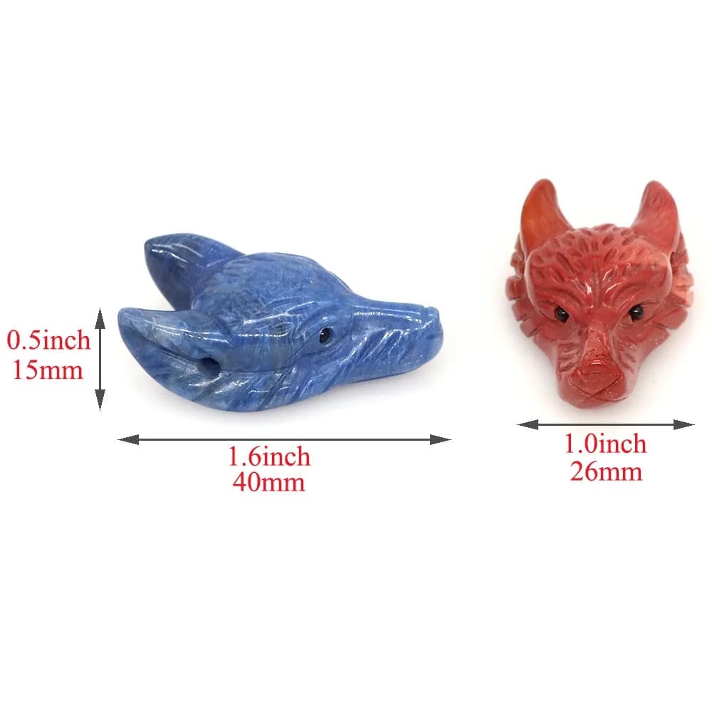 Wolf Head Statue Hand Carved Animal Figurine