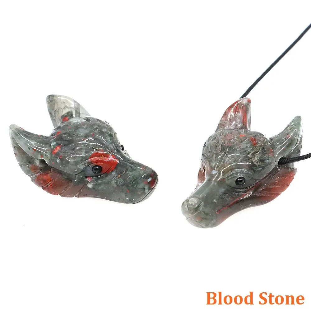 Wolf Head Statue Hand Carved Animal Figurine