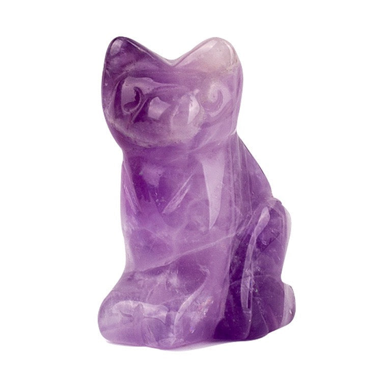 Cat Statue Hand Carved Animal Figurine