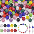 100pcs 10mm Rhinestone Beads Shiny Round Disco Ball Beads Bulk, Sparkle Crystal Clay