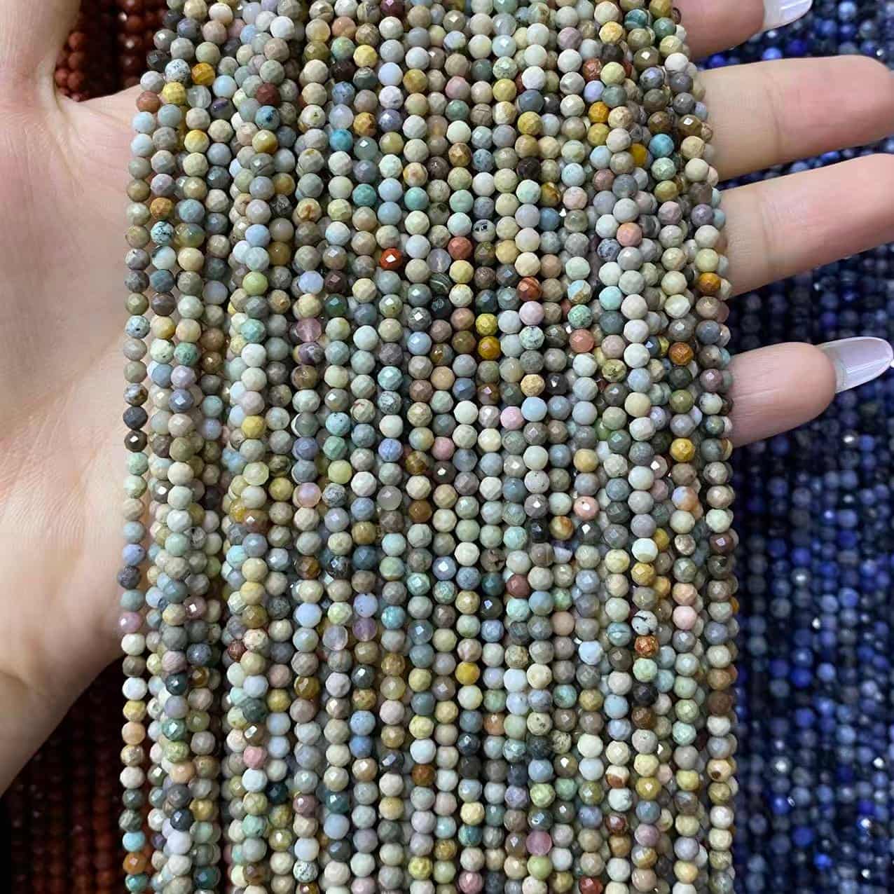 Tiny Round Faceted Beads Gemstone/Quartz/Jasper/Agate 2mm 3mm 4mm