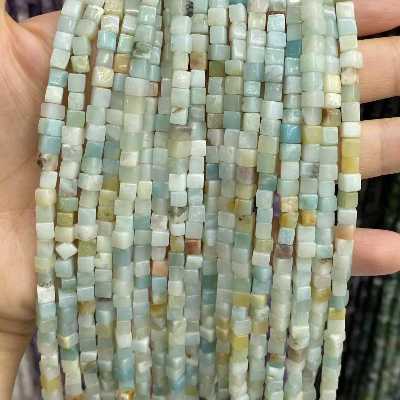 Square Cube Beads 4x4mm Quartz/Jasper/Agate/Crystal