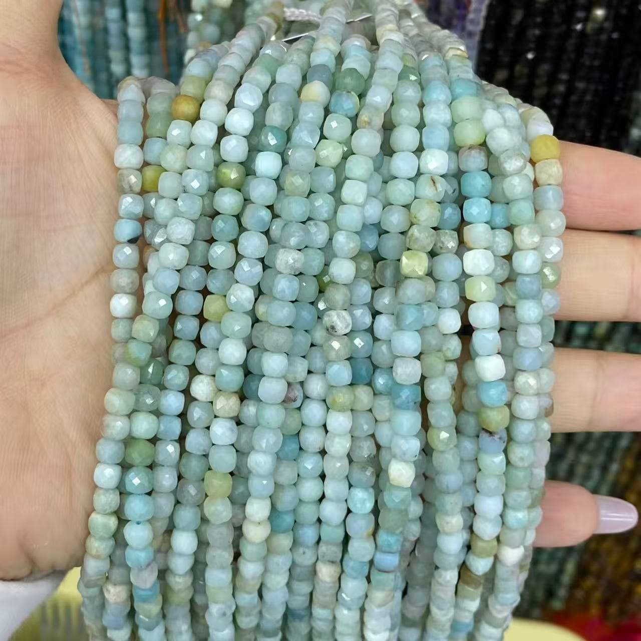 Square Faceted Beads 4-5MM Gemstone/Quartz/Jasper/Agate