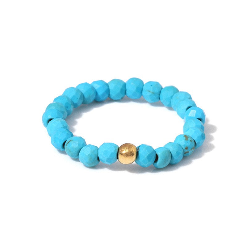 3mm Multi Round Faceted Bead Ring Elastic Rings Stackable