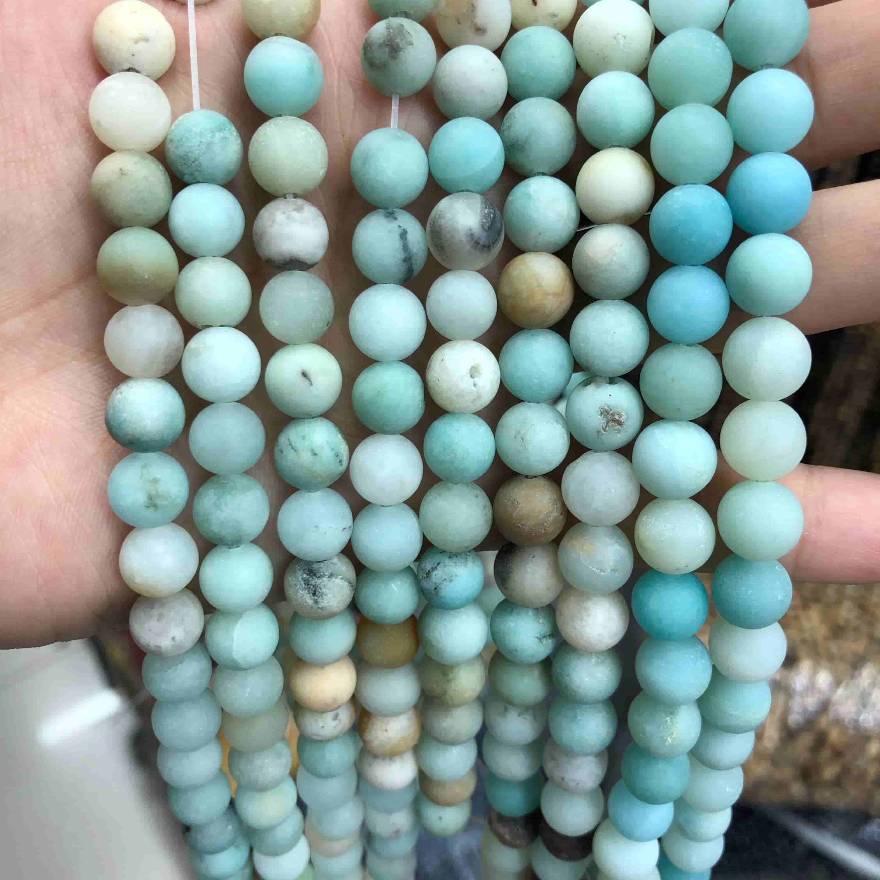 Round Matte Beads Crystal/Quartz/Jasper/Agate 4mm 6mm 8mm 10mm