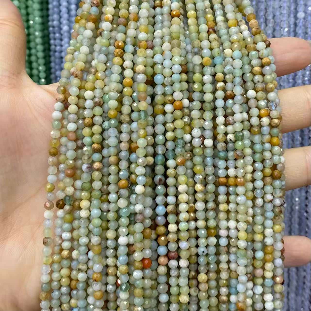 Tiny Round Faceted Beads Gemstone/Quartz/Jasper/Agate 2mm 3mm 4mm