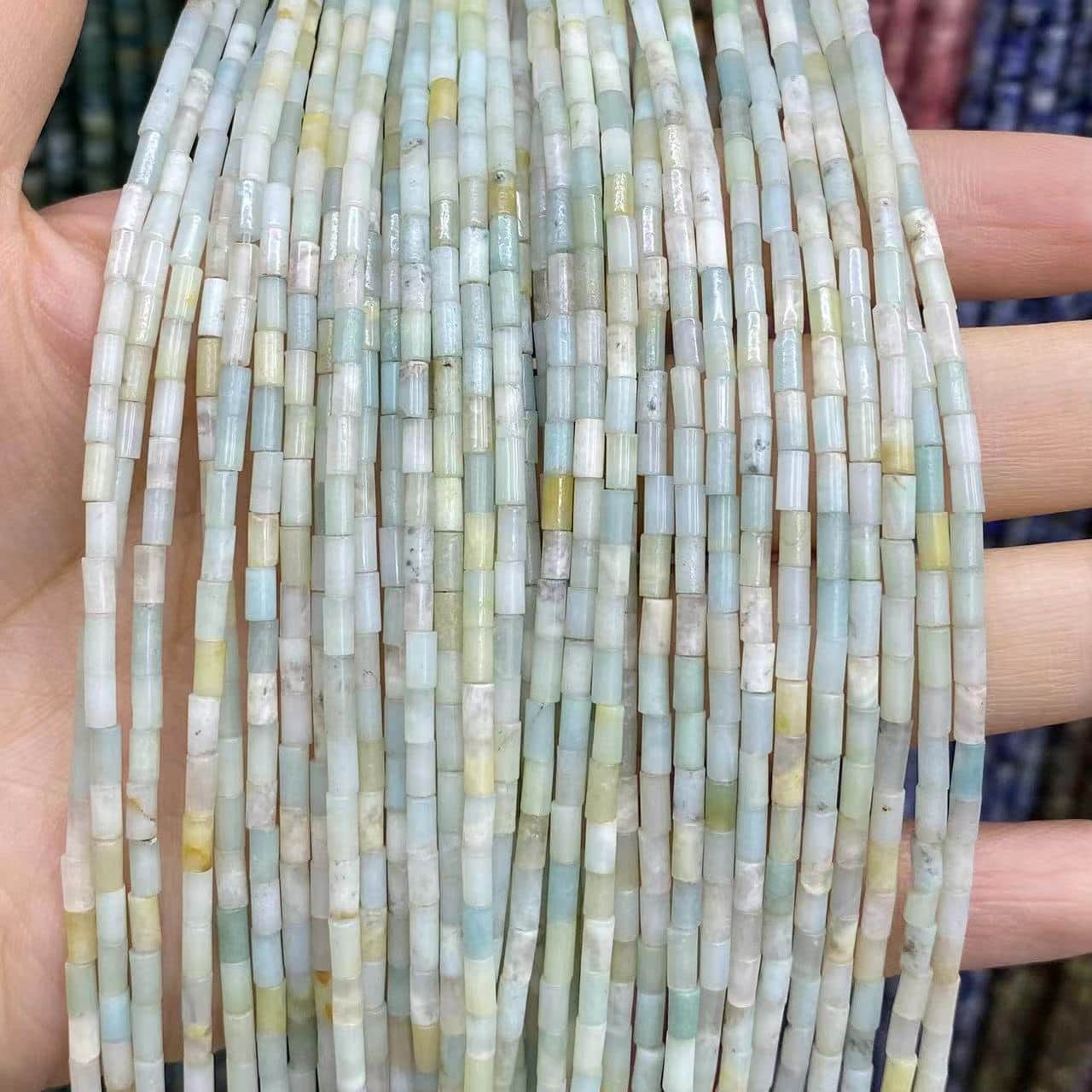 Cylindrical Tube Beads 2x4mm Quartz/Jasper/Agate/Crystal