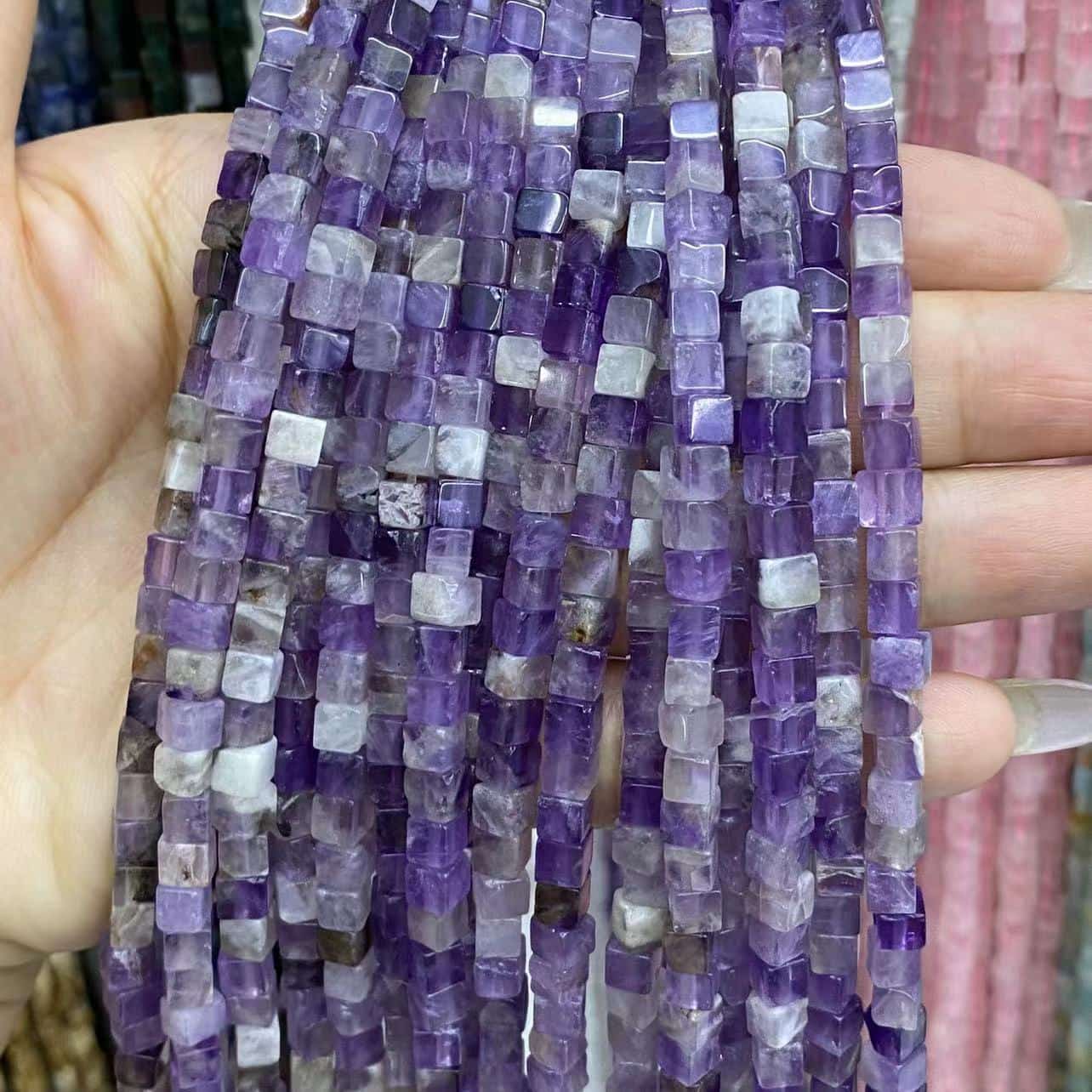 Square Cube Beads 4x4mm Quartz/Jasper/Agate/Crystal