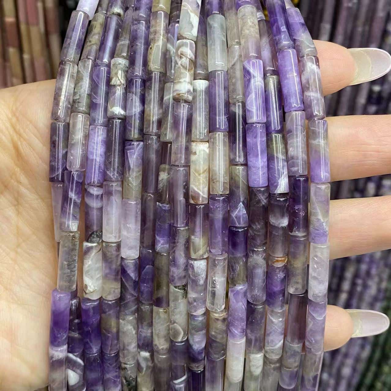 Cylindrical Tube Beads 4x13mm Quartz/Jasper/Agate/Crystal