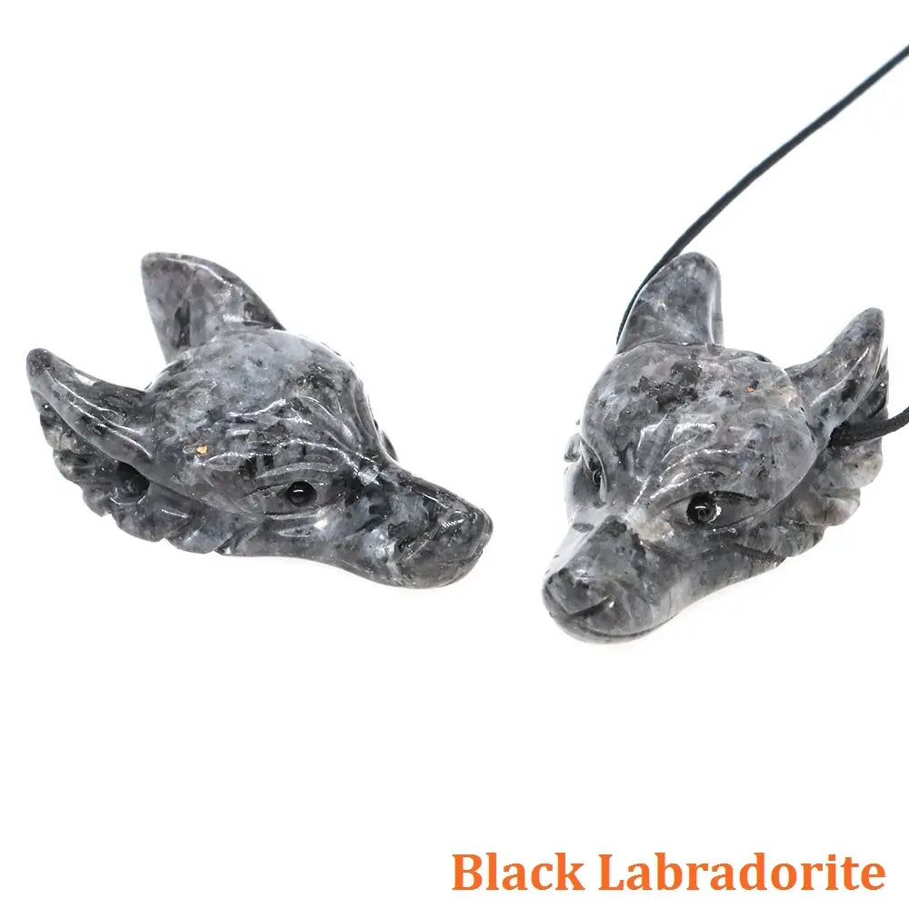 Wolf Head Statue Hand Carved Animal Figurine