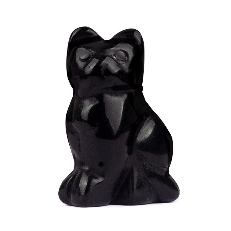 Cat Statue Hand Carved Animal Figurine