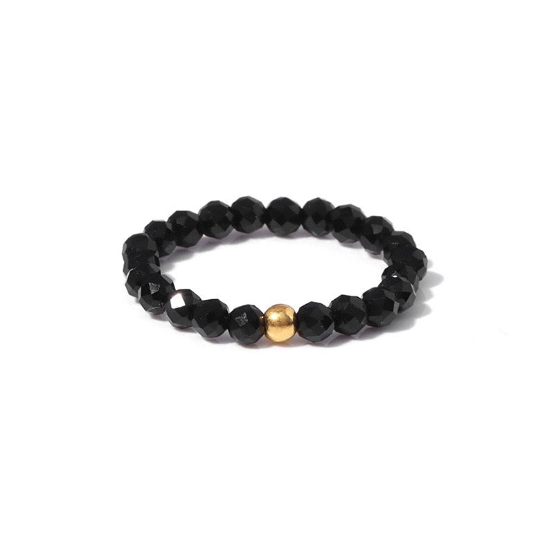 3mm Multi Round Faceted Bead Ring Elastic Rings Stackable