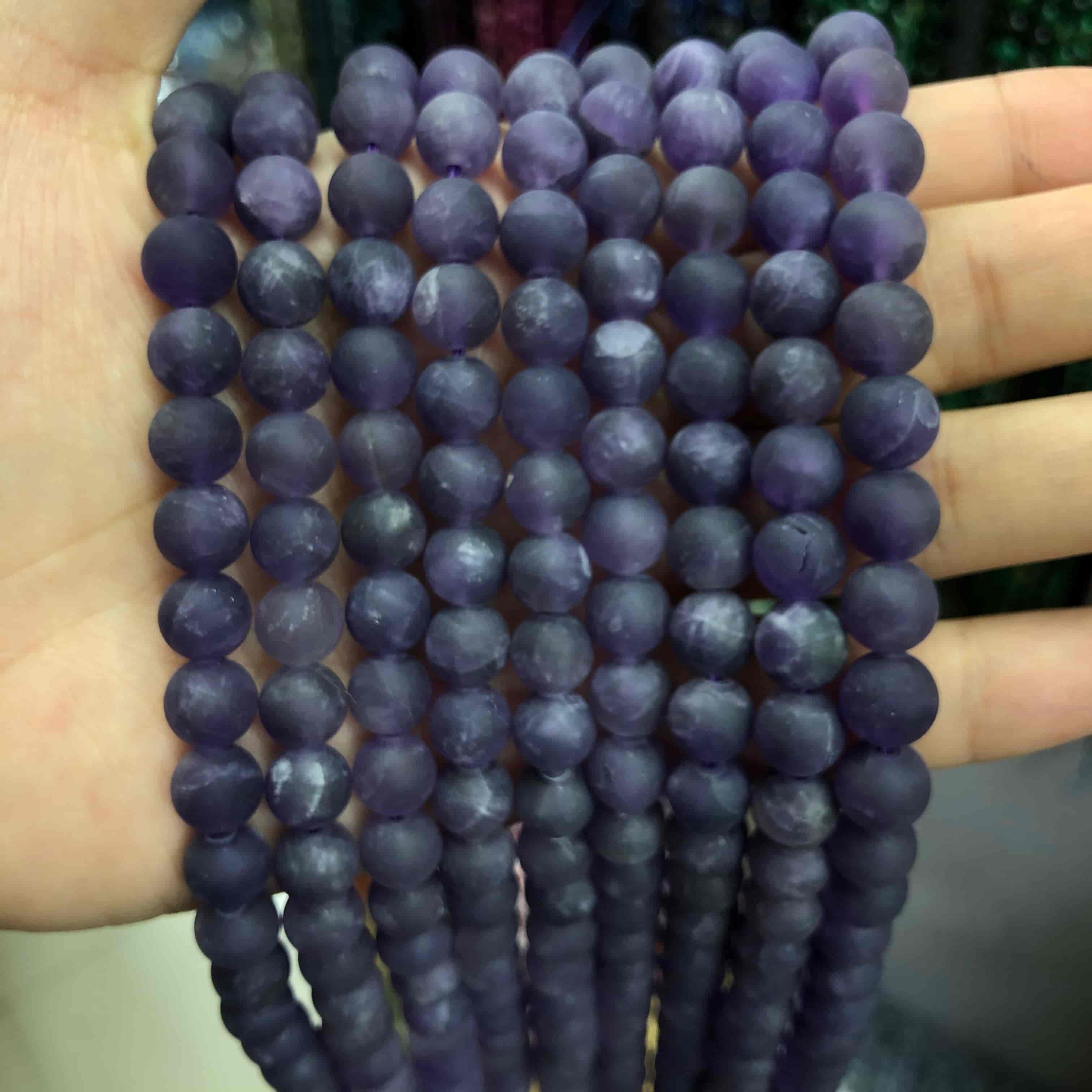 Round Matte Beads Crystal/Quartz/Jasper/Agate 4mm 6mm 8mm 10mm
