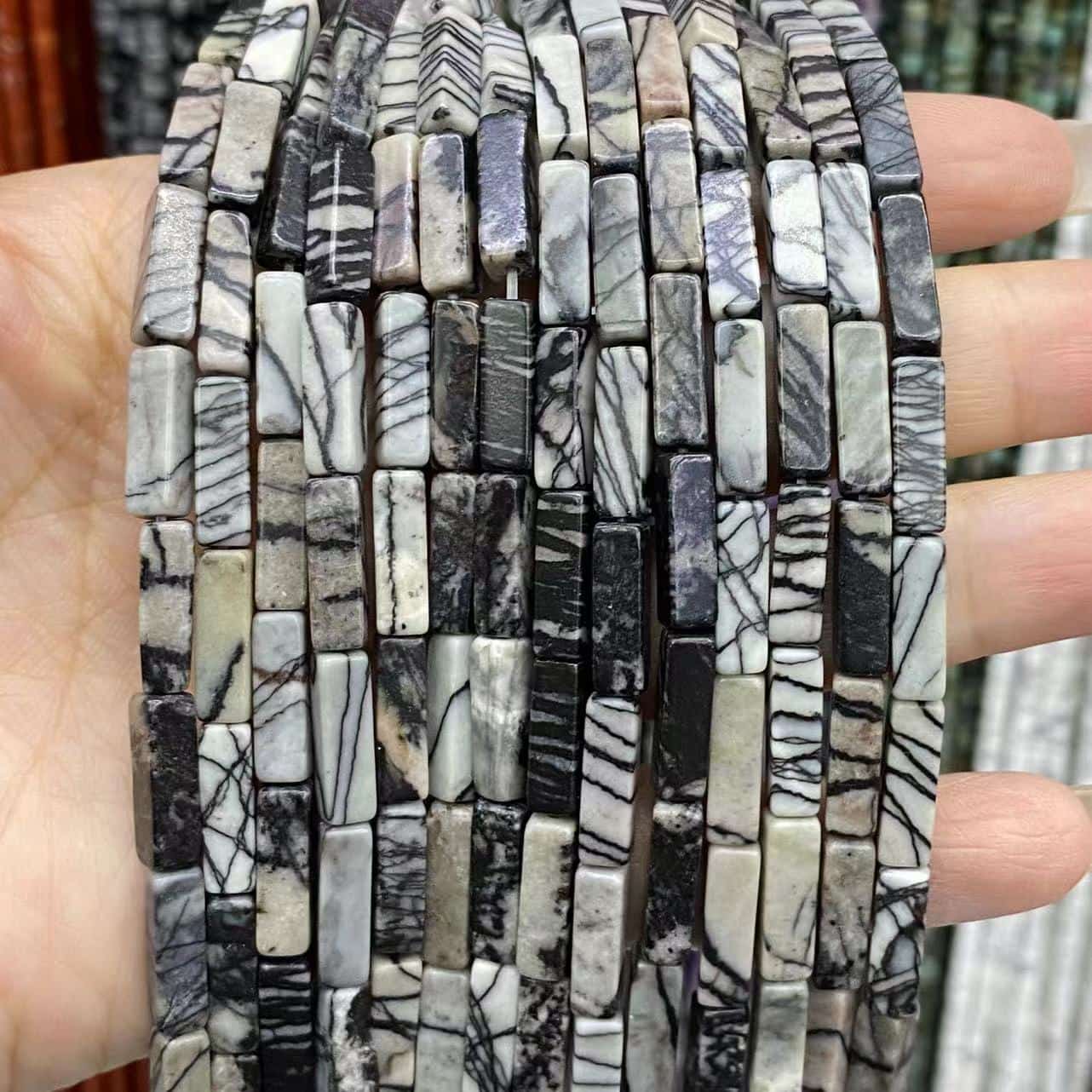 Square Tube Beads 4x13mm Quartz/Jasper/Agate/Crystal