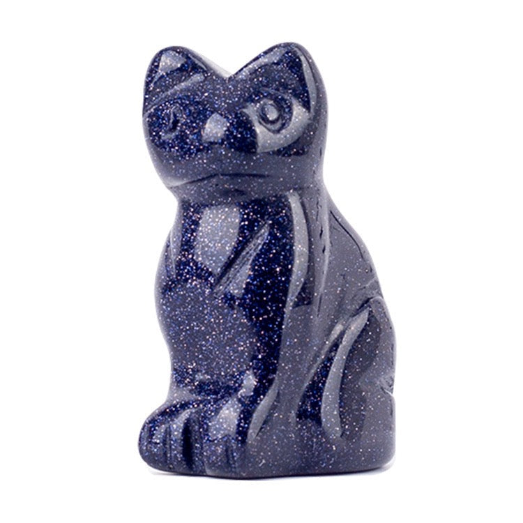 Cat Statue Hand Carved Animal Figurine