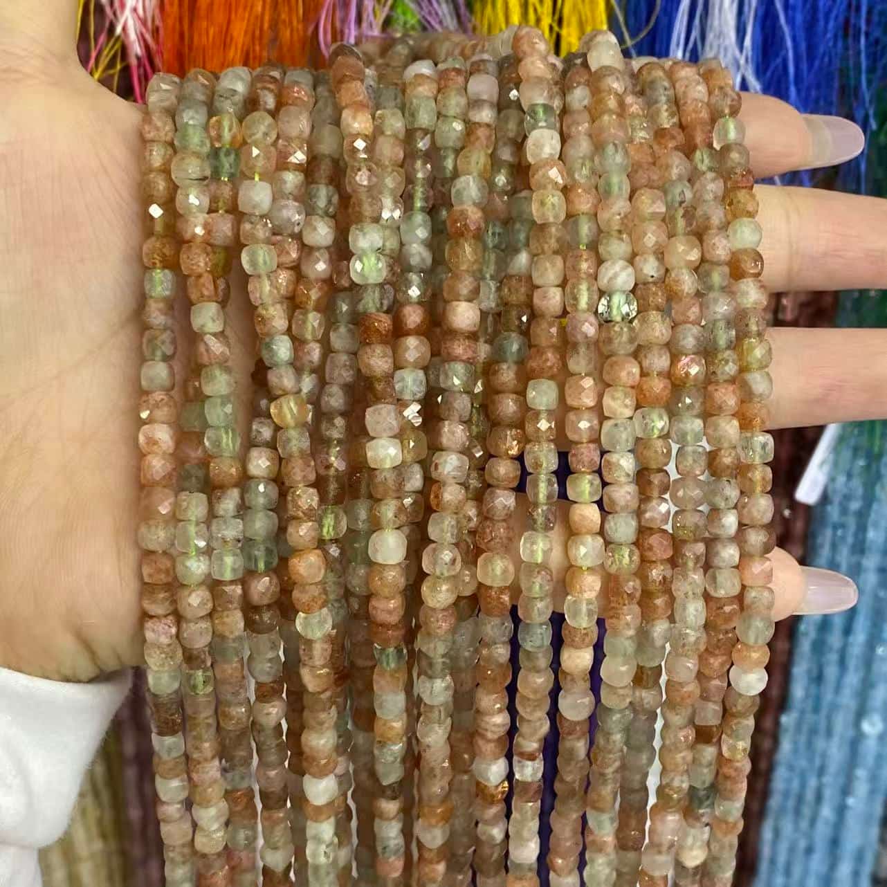Square Faceted Beads 4-5MM Gemstone/Quartz/Jasper/Agate