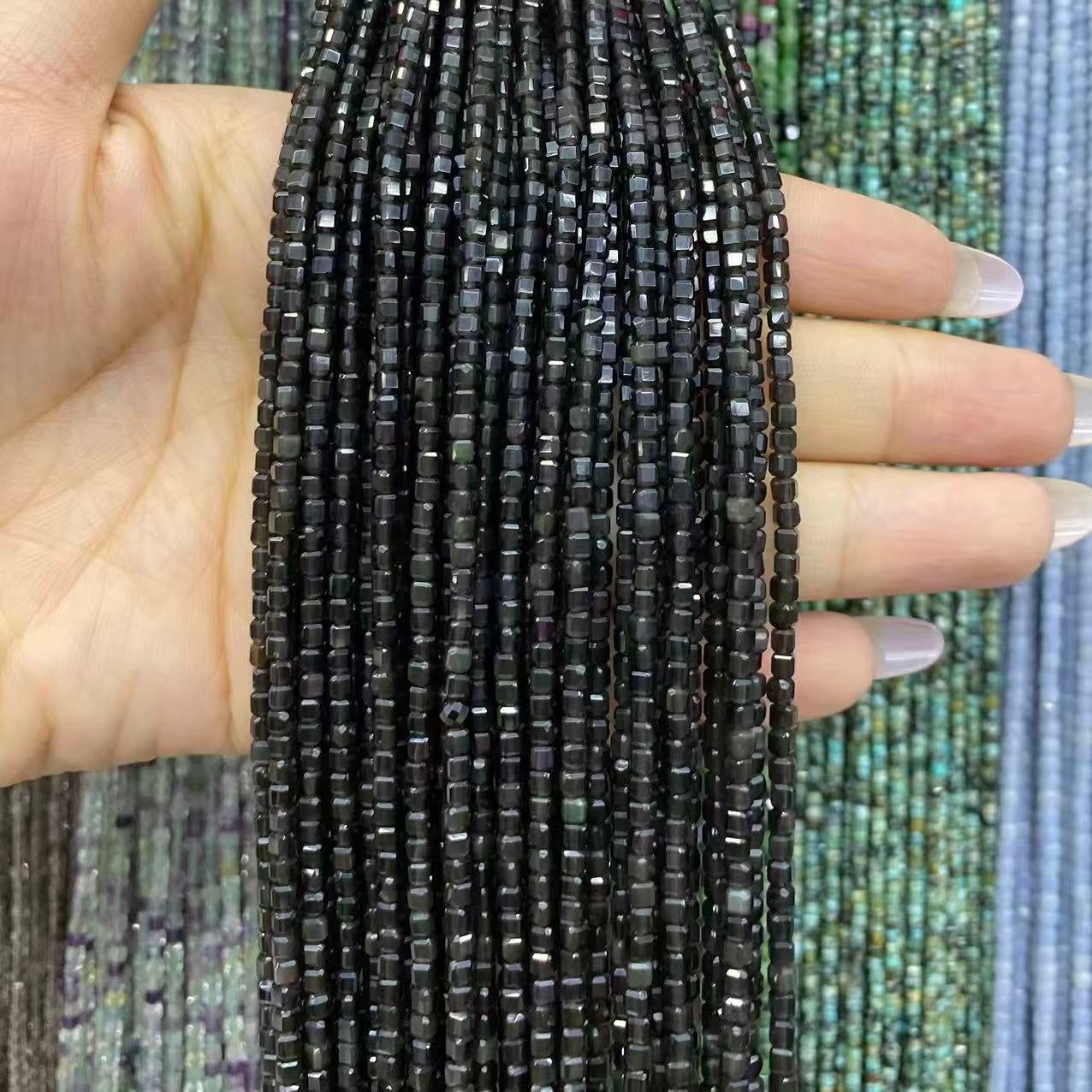 Tiny Square Faceted Beads 2-3mm Gemstone/Quartz/Jasper/Agate