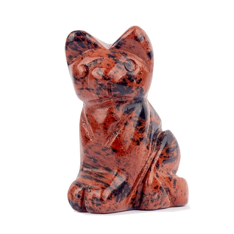 Cat Statue Hand Carved Animal Figurine