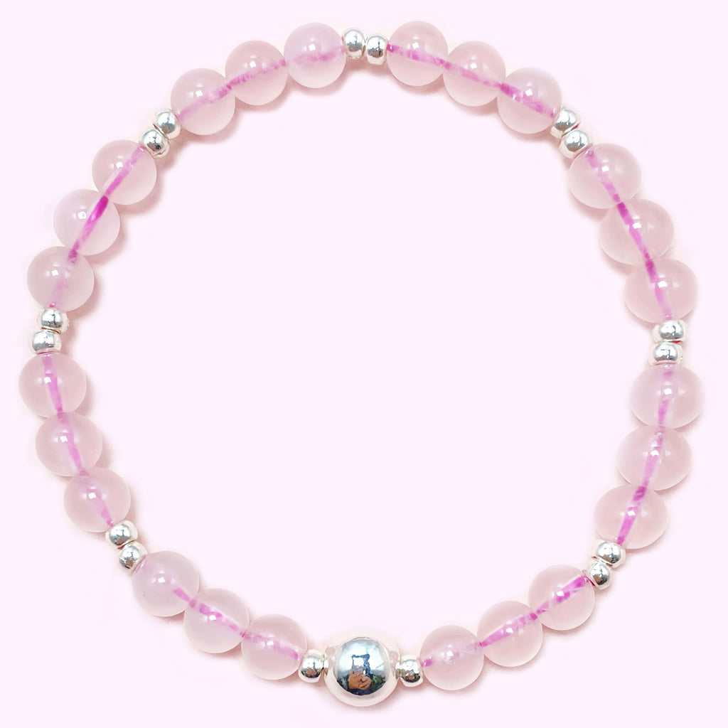 Natural Pink Rose Quartz Crystal Bracelet for Love and Relationship