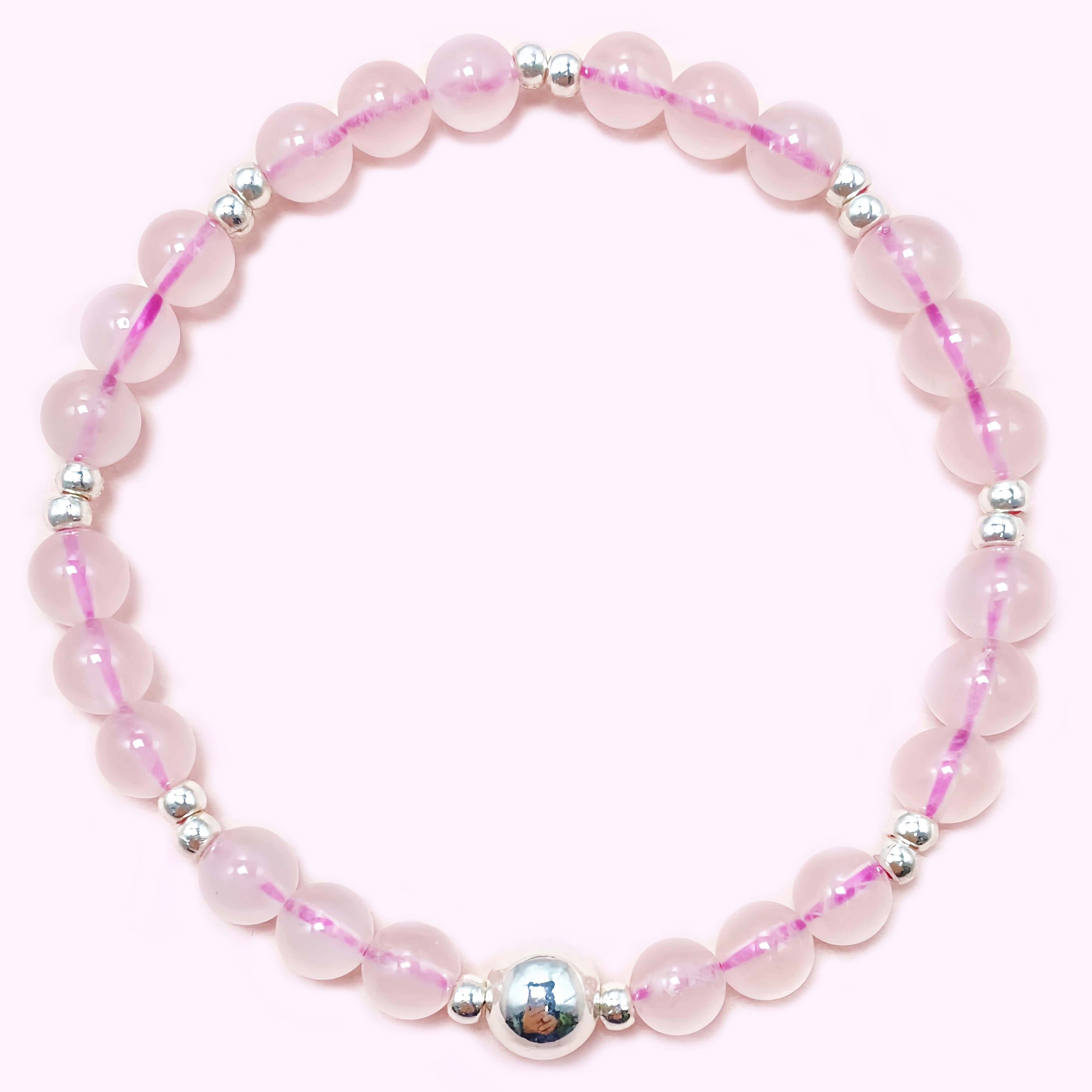Natural Pink Rose Quartz Crystal Bracelet for Love and Relationship