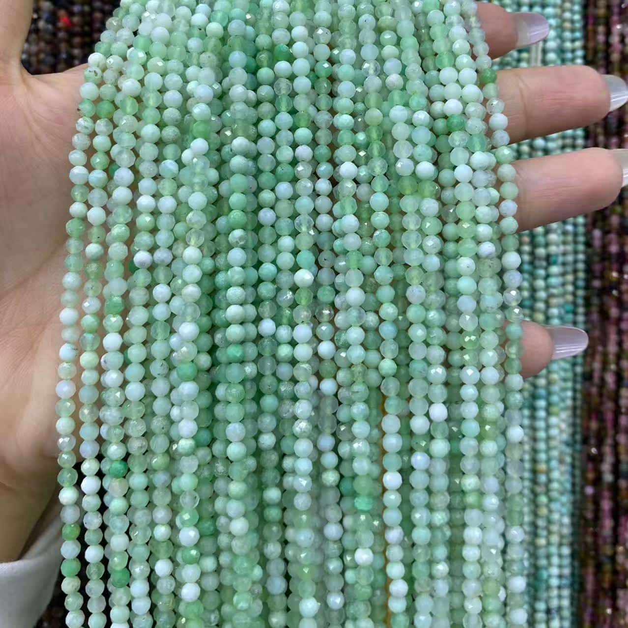 Tiny Round Faceted Beads Gemstone/Quartz/Jasper/Agate 2mm 3mm 4mm