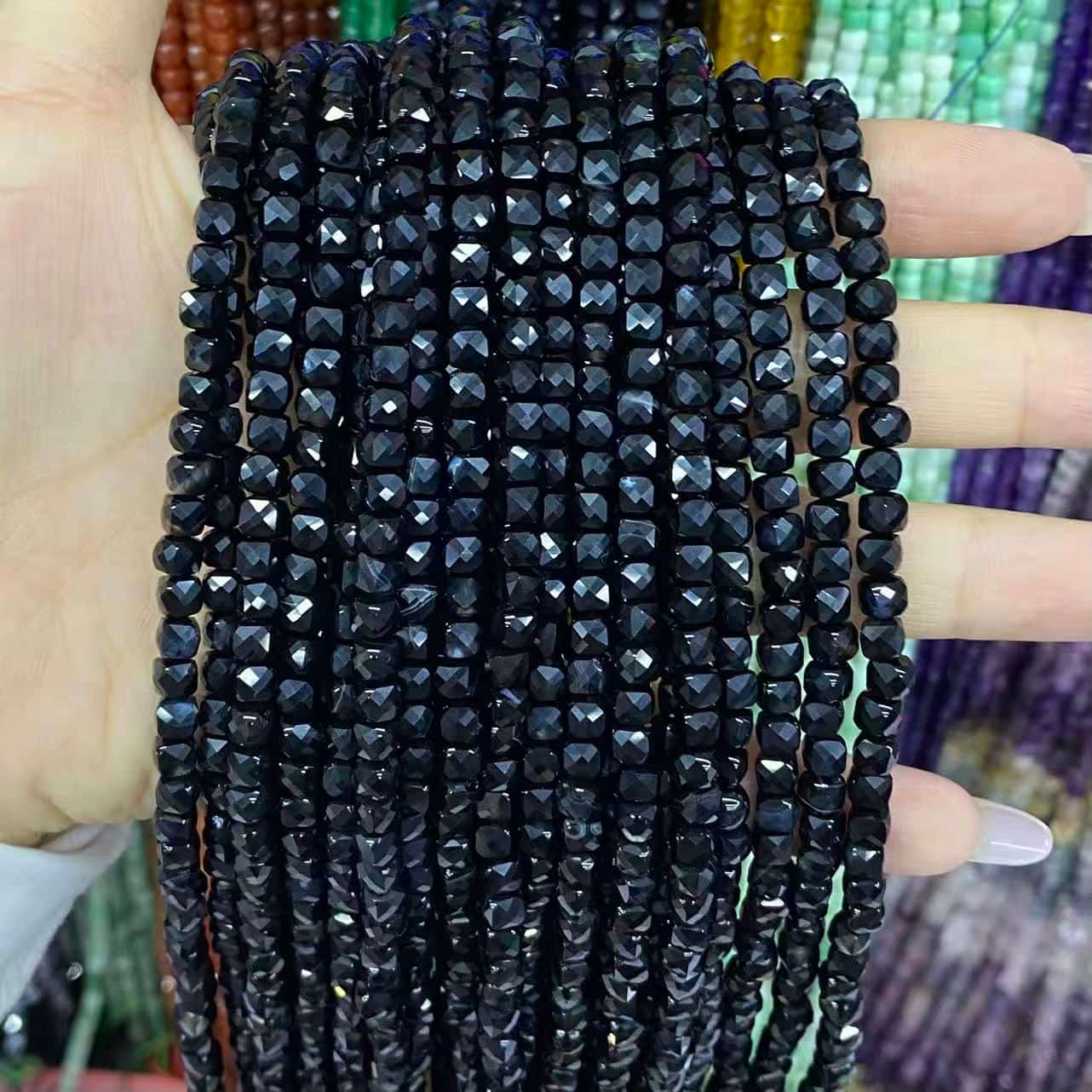 Square Faceted Beads 4-5MM Gemstone/Quartz/Jasper/Agate