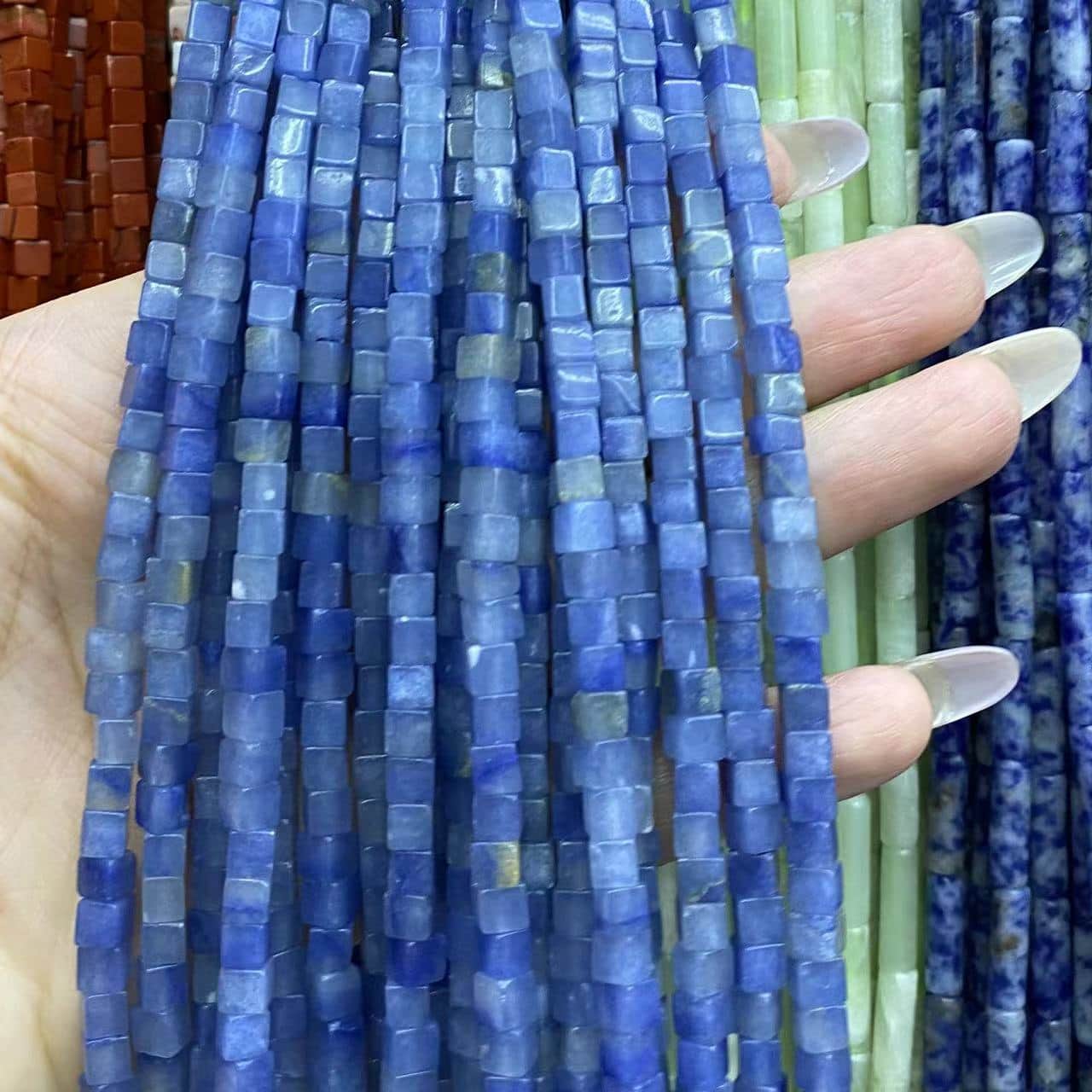 Square Cube Beads 4x4mm Quartz/Jasper/Agate/Crystal