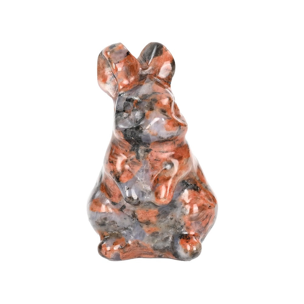 Cute Rabbit Statue Hand Carved Animal Figurine