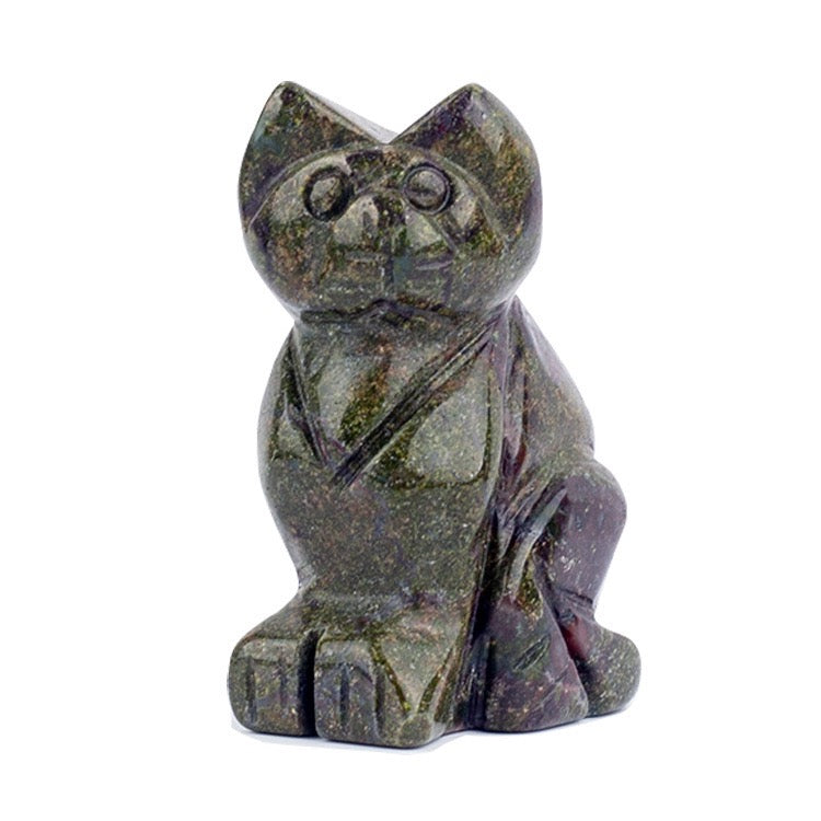 Cat Statue Hand Carved Animal Figurine