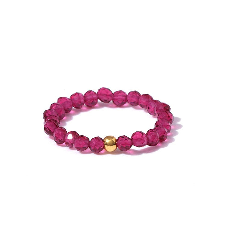3mm Multi Round Faceted Bead Ring Elastic Rings Stackable