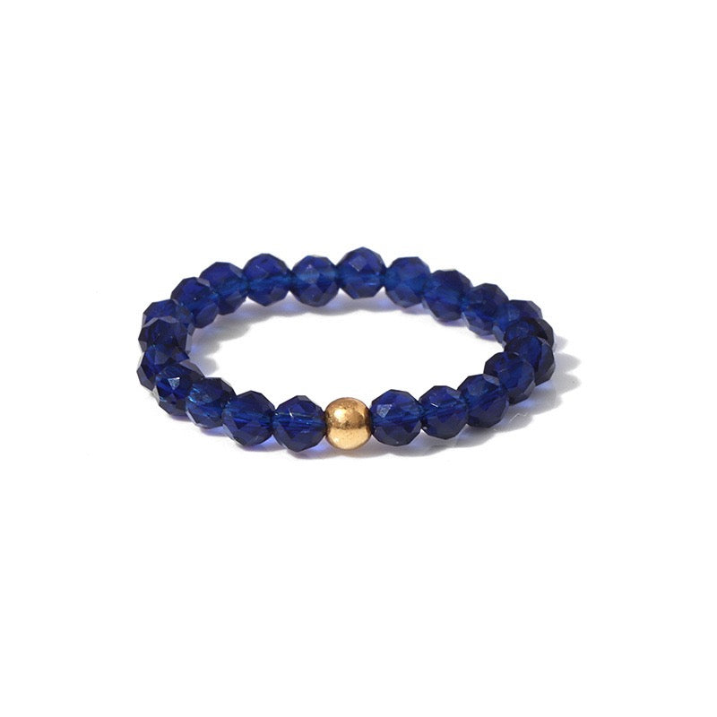 3mm Multi Round Faceted Bead Ring Elastic Rings Stackable