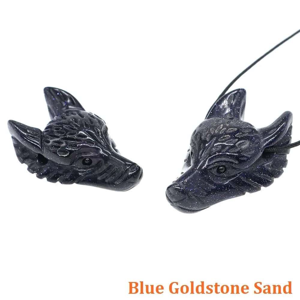 Wolf Head Statue Hand Carved Animal Figurine