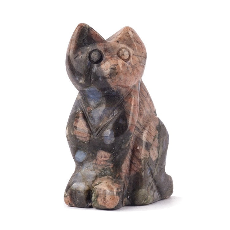 Cat Statue Hand Carved Animal Figurine