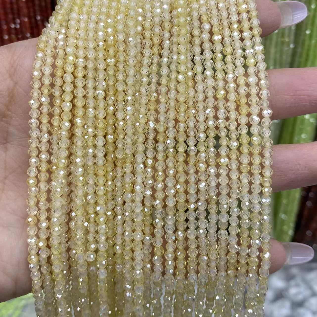 Cubic Zirconia Beads CZ Round Faceted Beads 2mm 3mm 4mm