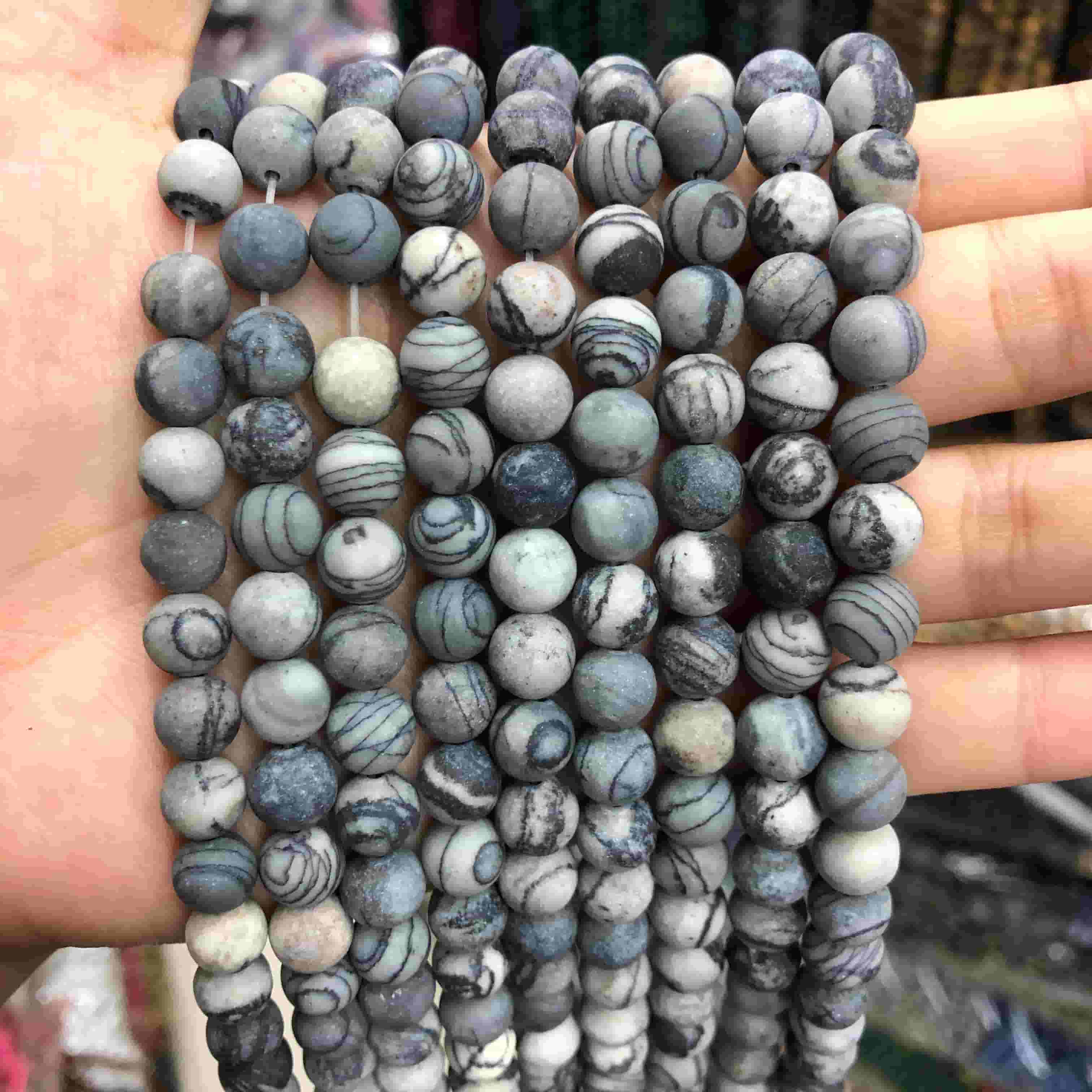 Round Matte Beads Crystal/Quartz/Jasper/Agate 4mm 6mm 8mm 10mm