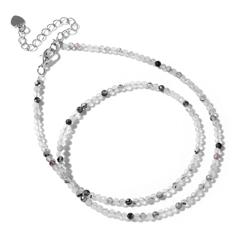 2mm Shining Beads Stone Necklace Choker Jewelry