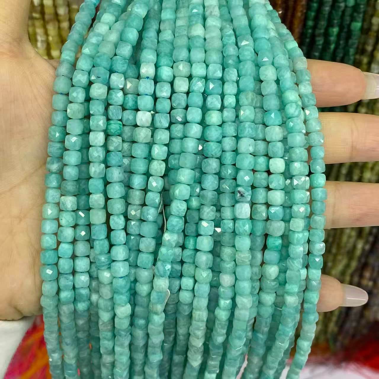 Square Faceted Beads 4-5MM Gemstone/Quartz/Jasper/Agate